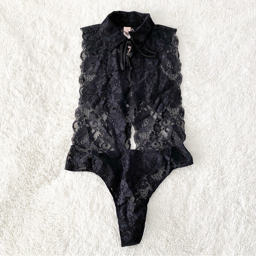 Anthropologie We Are HAH Hot as hell Black Lace Keyhole Bodysuit Size Small NWT - Picture 2 of 6